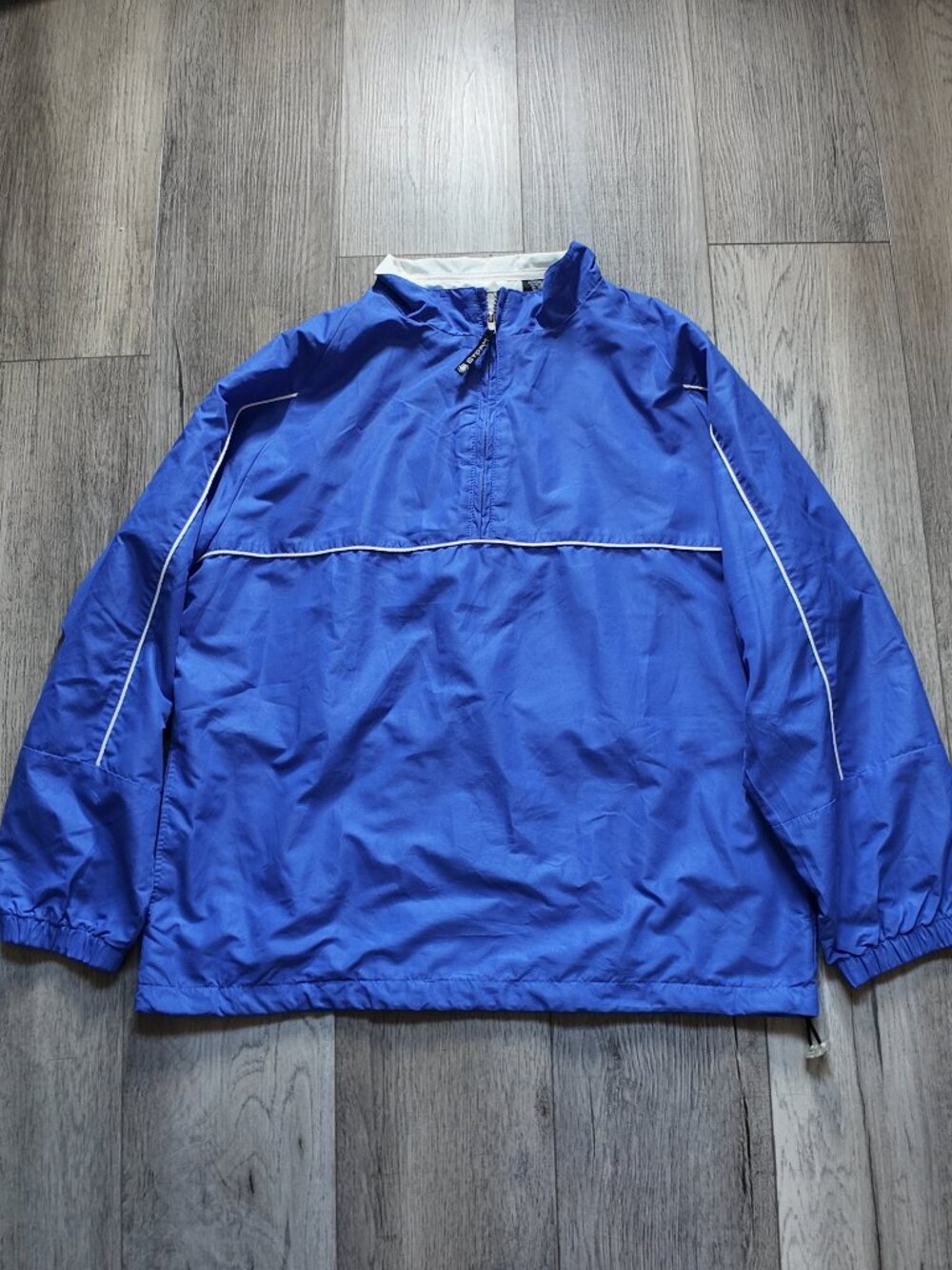 Vintage Storm Pack Pullover Windbreaker Jacket Men's Large L 1/4 Zip Royal Blue